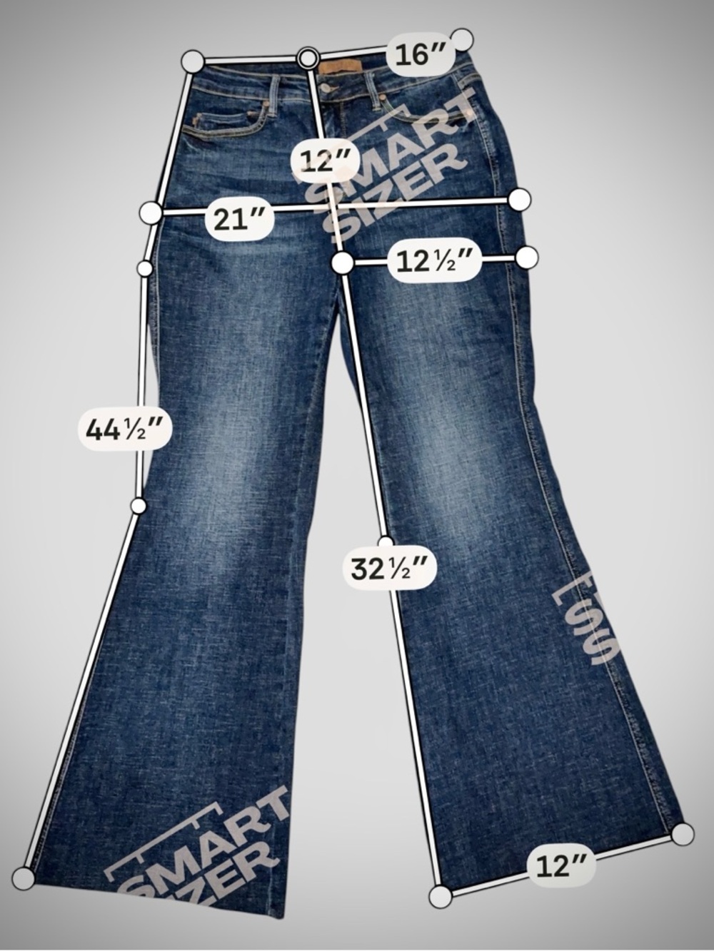 JUDY BLUE Los Angeles Flare Fit High Rise Dark Wash Stretch Jeans 14W Plus Retro - Picture 14 of 16